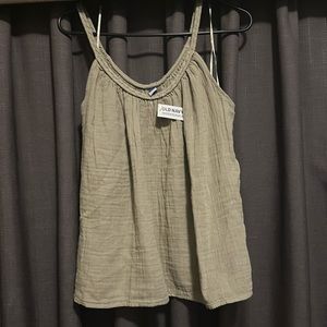 Olive green summer tank top with braided straps